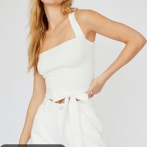 FREE PEOPLE SQUARE NECK CRISS CROSS BACK WITH TIE SZ S AROUND ME CAMI